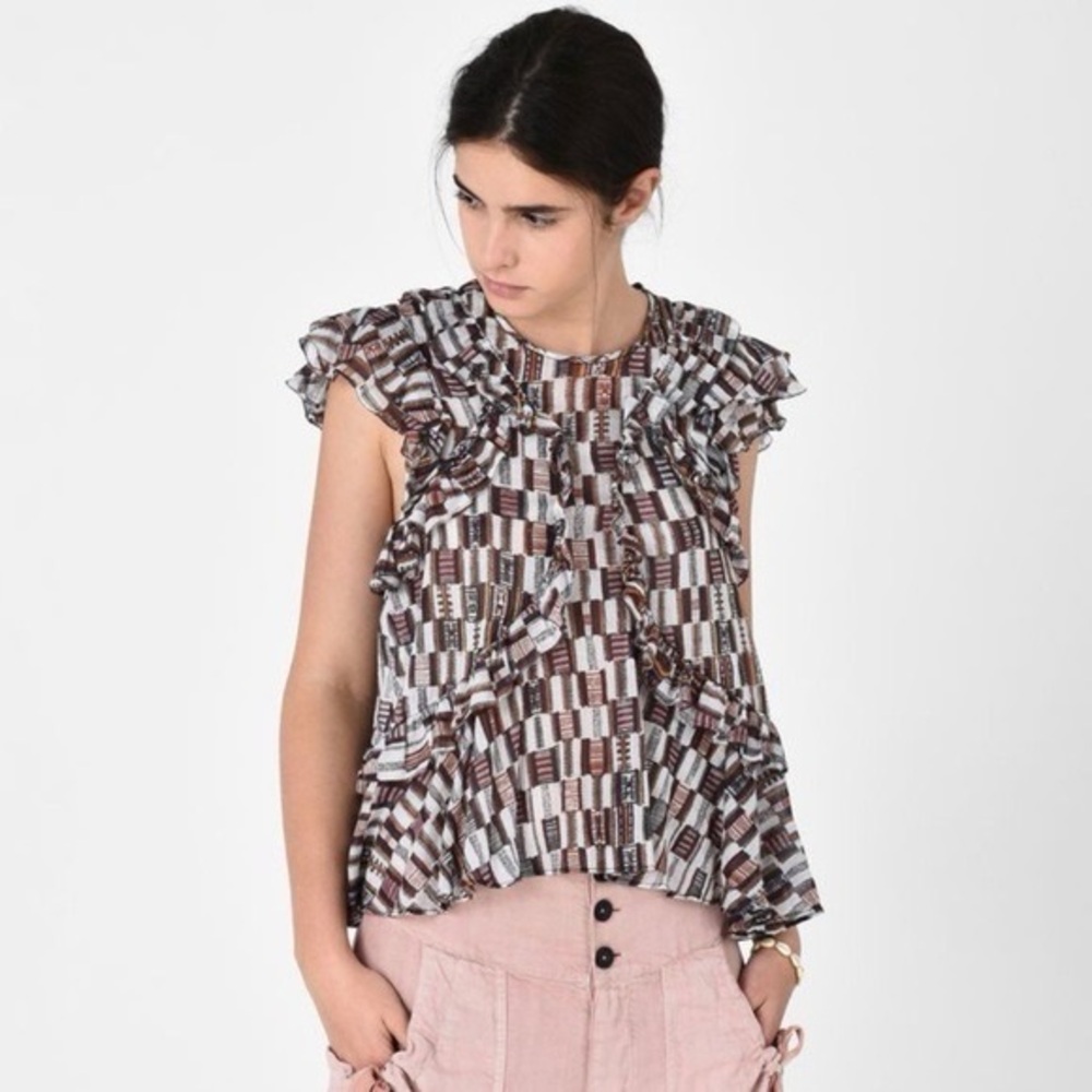Isabel Marant Etoile Nalou Printed Top Sz 38